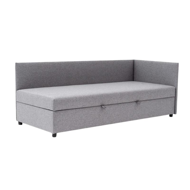 Tapczan Młodzieżowy FENIKS 90x200 z Pojemnikiem Bokiem i Oparciem Szary