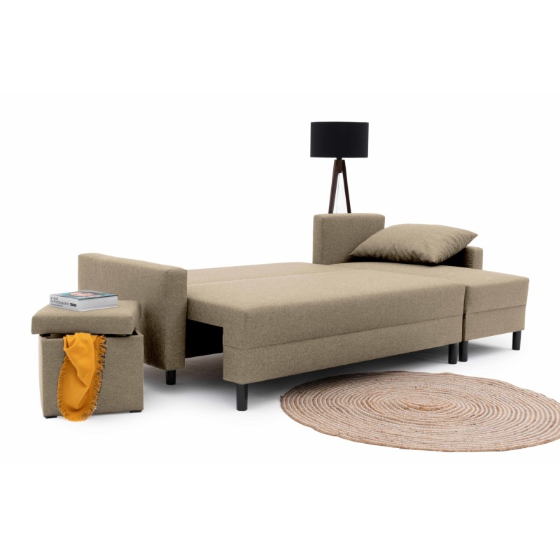 Narożnik Rozkładany MOLLY 3-osobowy z Funkcją Spania Beżowy