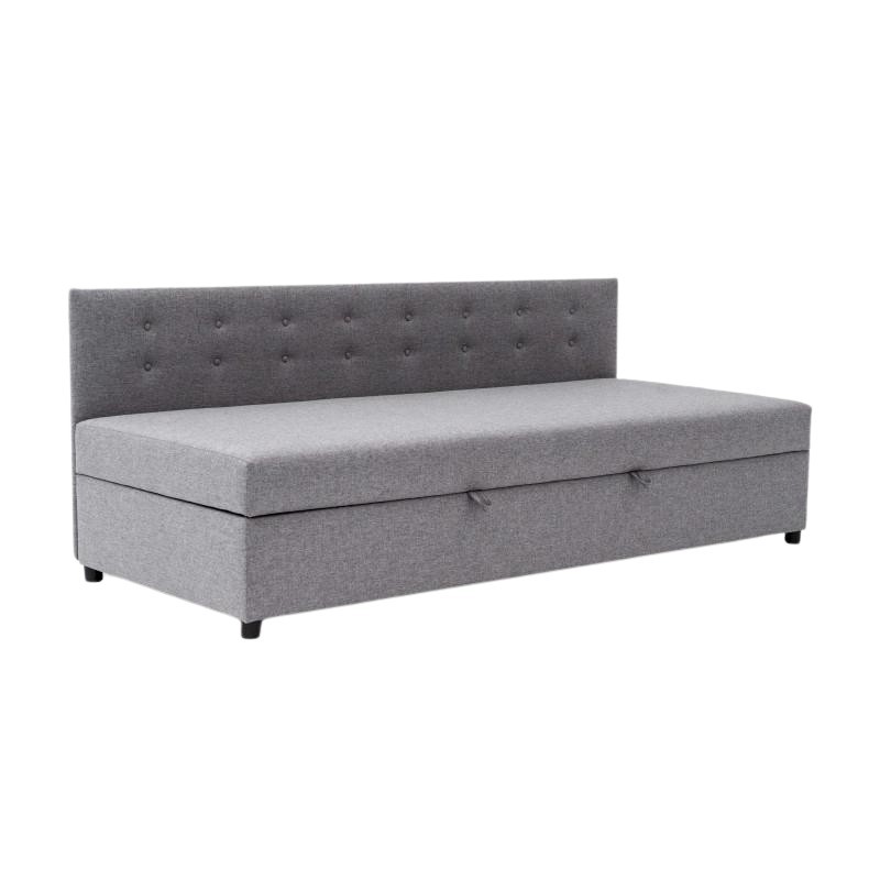 Tapczan Jednoosobowy Dla Dziecka FENIKS 80x200 z Pojemnikiem i Oparciem Szary