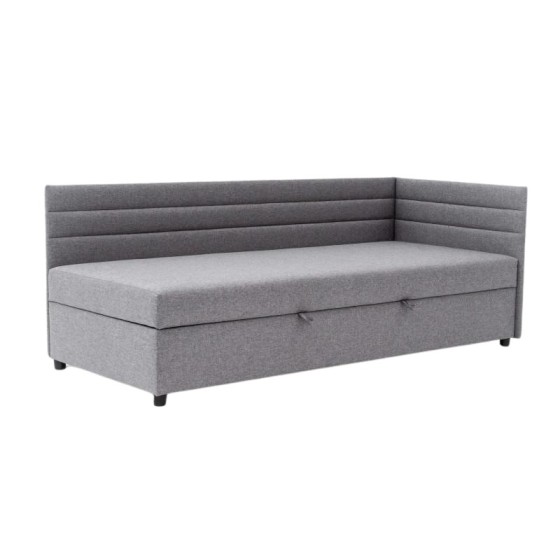 Tapczan Jednoosobowy Dla Dziecka FENIKS 80x200 z Pojemnikiem Bokiem i Oparciem Szary