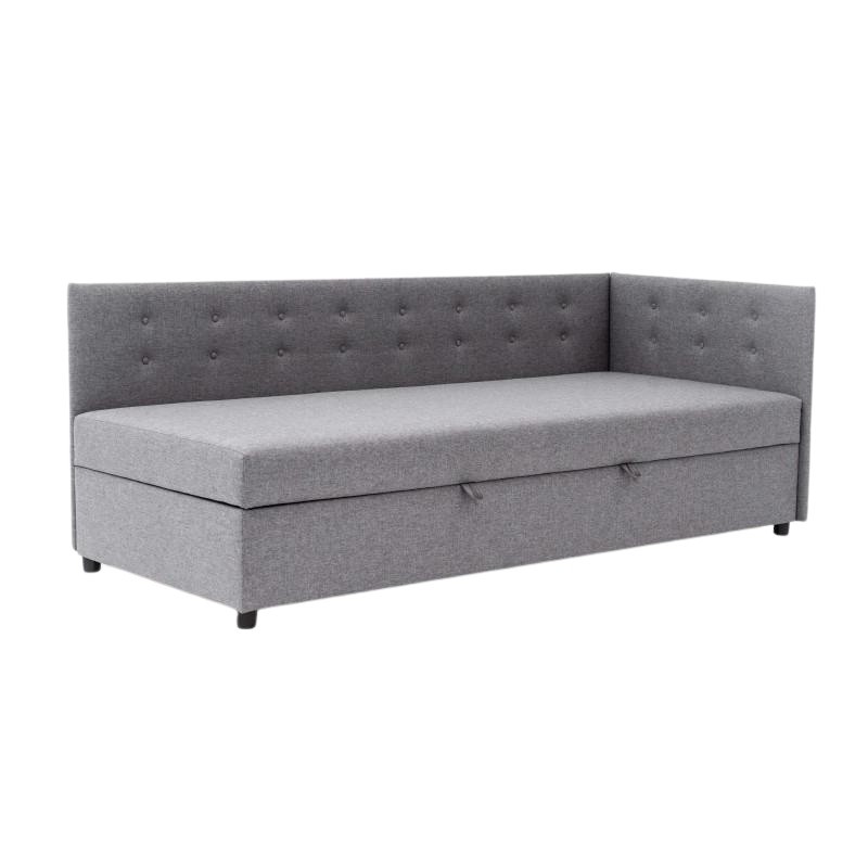 Tapczan Jednoosobowy Dla Dziecka FENIKS 80x200 z Pojemnikiem Bokiem i Oparciem Szary