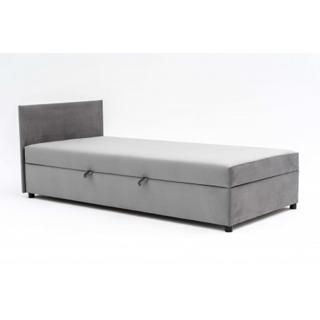 Tapczan FENIKS 100x200 z Pojemnikiem i Wezgłowiem Szary Welur