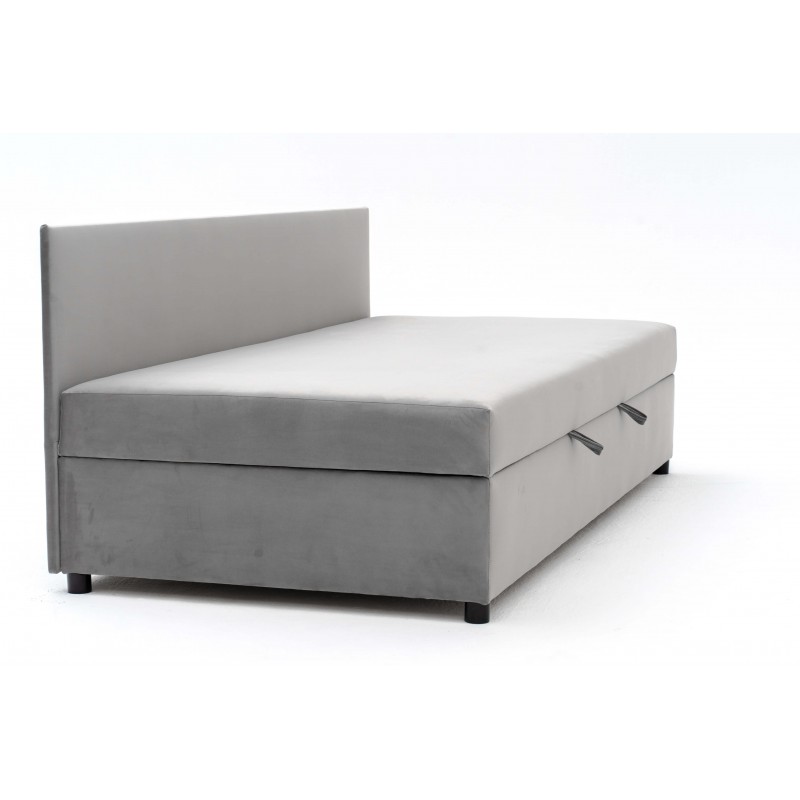 FENIKS 100x200 z Pojemnikiem i Oparciem Szary Welur