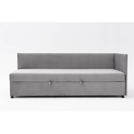 Tapczan FENIKS 100x200 z Pojemnikiem Bokiem i Oparciem Szary Welur