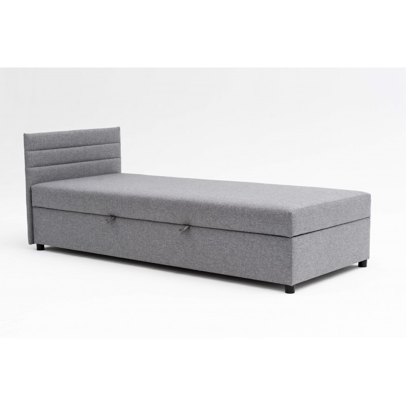 Tapczan Młodzieżowy Jednoosobowy FENIKS 100x200 z Pojemnikiem i Wezgłowiem Szary