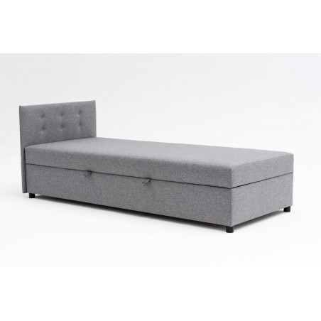 Tapczan Młodzieżowy Jednoosobowy FENIKS 100X200 z Pojemnikiem i Wezgłowiem Szary