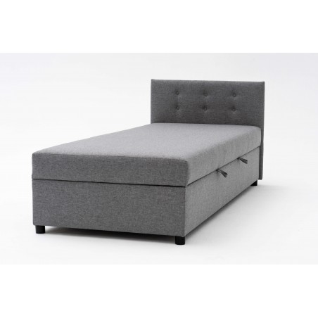 Tapczan Młodzieżowy Jednoosobowy FENIKS 100X200 z Pojemnikiem i Wezgłowiem Szary