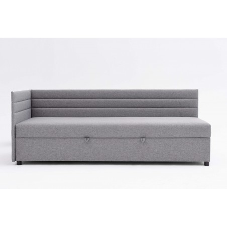 Tapczan Młodzieżowy Jednoosobowy FENIKS 100x200 z Pojemnikiem Bokiem i Oparciem Szary