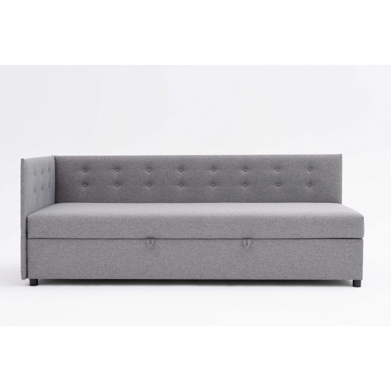 Tapczan Młodzieżowy Jednoosobowy FENIKS 100x200 z Pojemnikiem Bokiem i Oparciem Szary