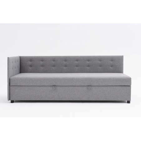 Tapczan Młodzieżowy Jednoosobowy FENIKS 100x200 z Pojemnikiem Bokiem i Oparciem Szary