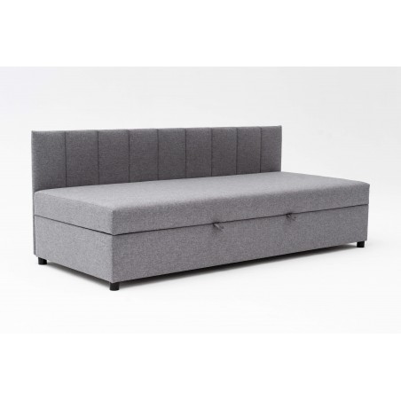 Tapczan Młodzieżowy Jednoosobowy FENIKS 100x200 z Pojemnikiem i Oparciem Szary