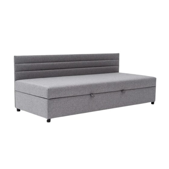 Tapczan Młodzieżowy Jednoosobowy FENIKS 100x200 z Pojemnikiem i Oparciem Szary