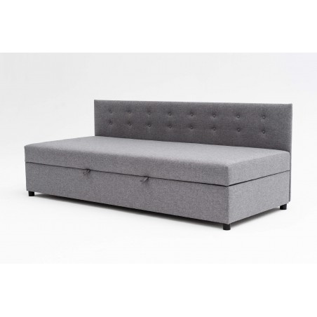 Tapczan Młodzieżowy Jednoosobowy FENIKS 100x200 z Pojemnikiem i Oparciem Szary