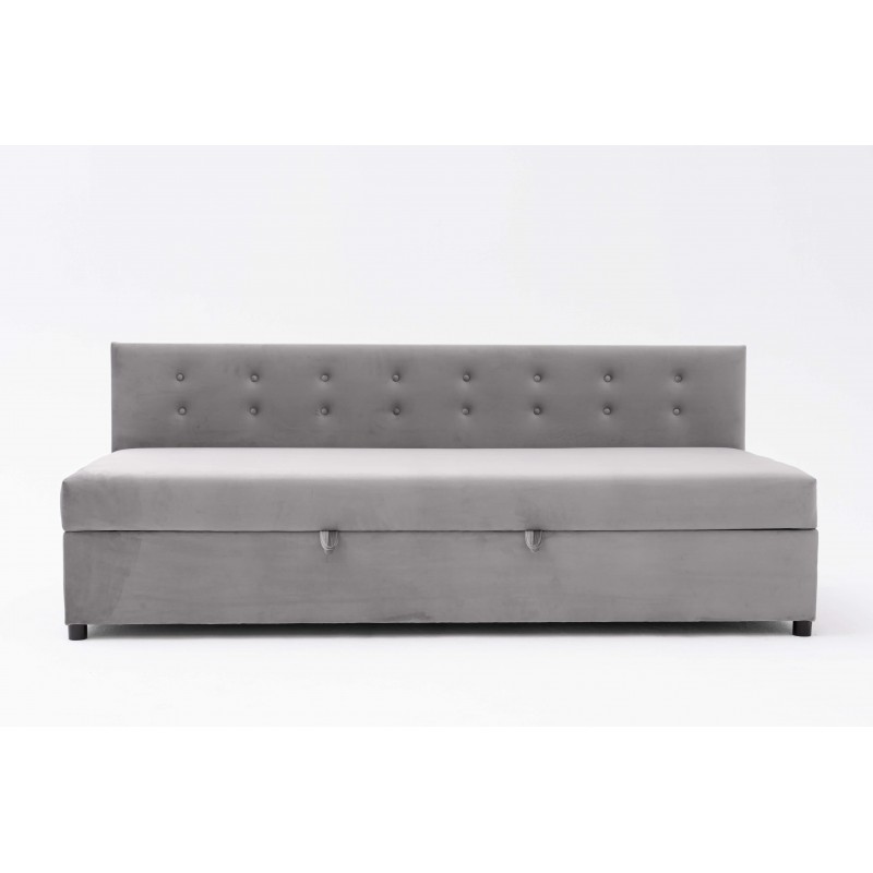 Tapczan Młodzieżowy Jednoosobowy FENIKS 100x200 Z Pojemnikiem i Oparciem Szary Welur