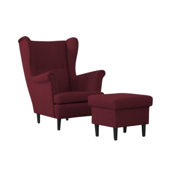 Fotel Uszak SAVIO Czerwony Welur