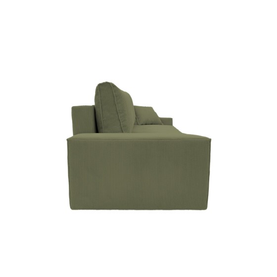 Kanapa Do Salonu z Funkcją Spania Bora 3-osobowa z Pojemnikiem Sztruksowa Zielona