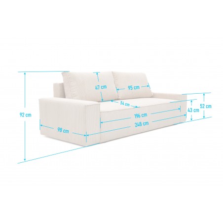 Kanapa Do Salonu z Funkcją Spania Bora 3-osobowa z Pojemnikiem Sztruksowa