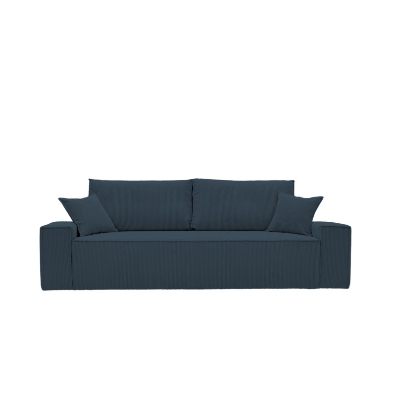 Kanapa Do Salonu z Funkcją Spania Bora 3-osobowa z Pojemnikiem Sztruksowa Granatowa