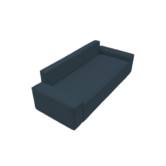 Kanapa Do Salonu z Funkcją Spania Bora 3-osobowa z Pojemnikiem Sztruksowa Granatowa