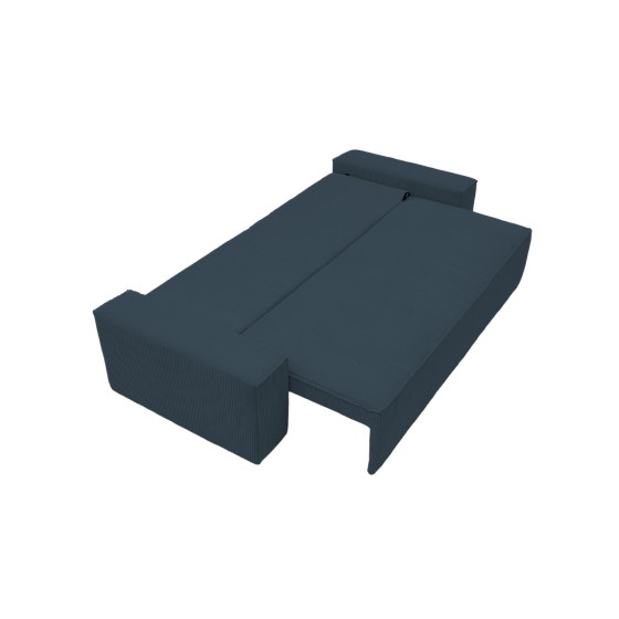 Kanapa Do Salonu z Funkcją Spania Bora 3-osobowa z Pojemnikiem Sztruksowa Granatowa