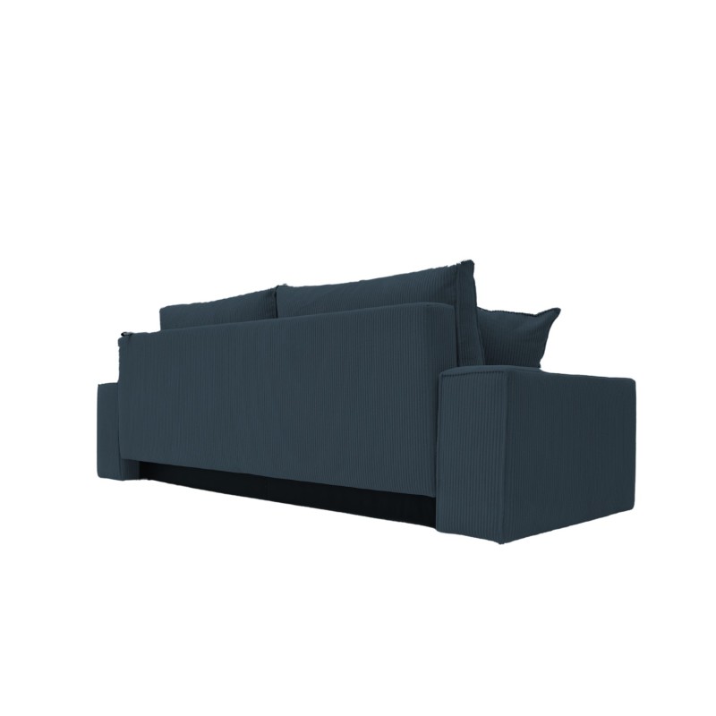 Kanapa Do Salonu z Funkcją Spania Bora 3-osobowa z Pojemnikiem Sztruksowa Granatowa