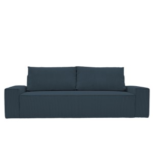 Kanapa Do Salonu z Funkcją Spania Bora 3-osobowa z Pojemnikiem Sztruksowa Granatowa