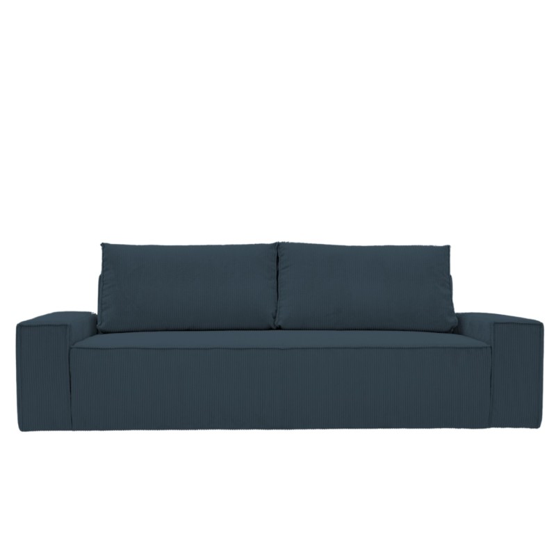 Kanapa Do Salonu z Funkcją Spania Bora 3-osobowa z Pojemnikiem Sztruksowa Granatowa