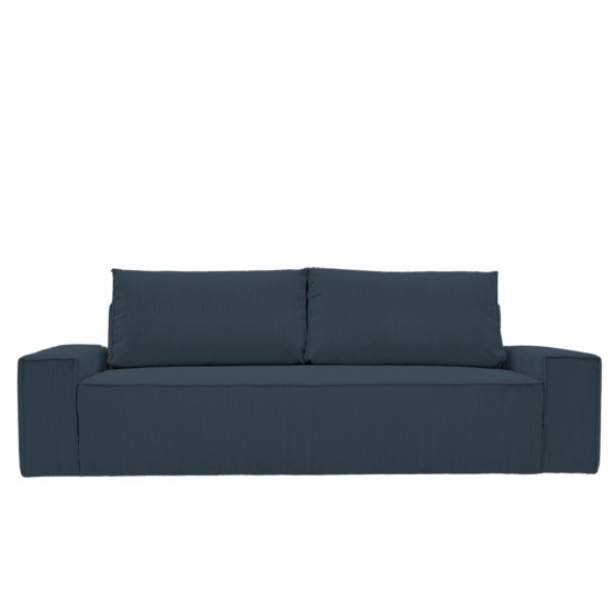 Kanapa Do Salonu z Funkcją Spania Bora 3-osobowa z Pojemnikiem Sztruksowa Granatowa