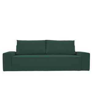 Kanapa Do Salonu z Funkcją Spania Bora 3-osobowa z Pojemnikiem Sztruksowa Butelkowa Zieleń