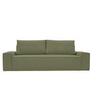 Kanapa Do Salonu z Funkcją Spania Bora 3-osobowa z Pojemnikiem Sztruksowa Zielona