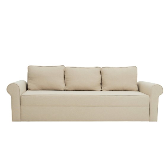 Kanapa z Funkcją Spania Beżowa LIVI 3-osobowa z Pojemnikiem