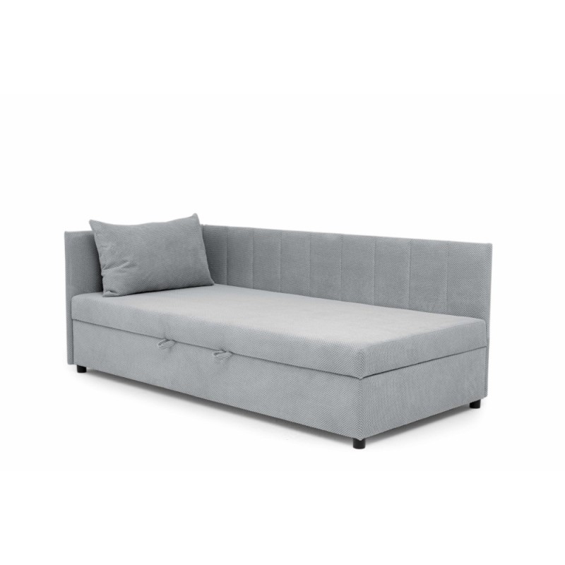 Tapczan Młodzieżowy Jednoosobowy FENIKS 90x200 z Pojemnikiem Bokiem i Oparciem Plusz