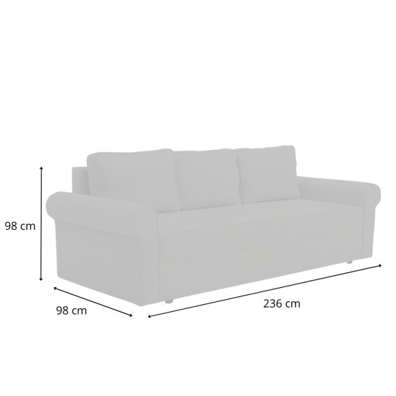 Kanapa 3-osobowa Z Pojemnikiem I Funkcją Spania LIVI Ciemnoszara