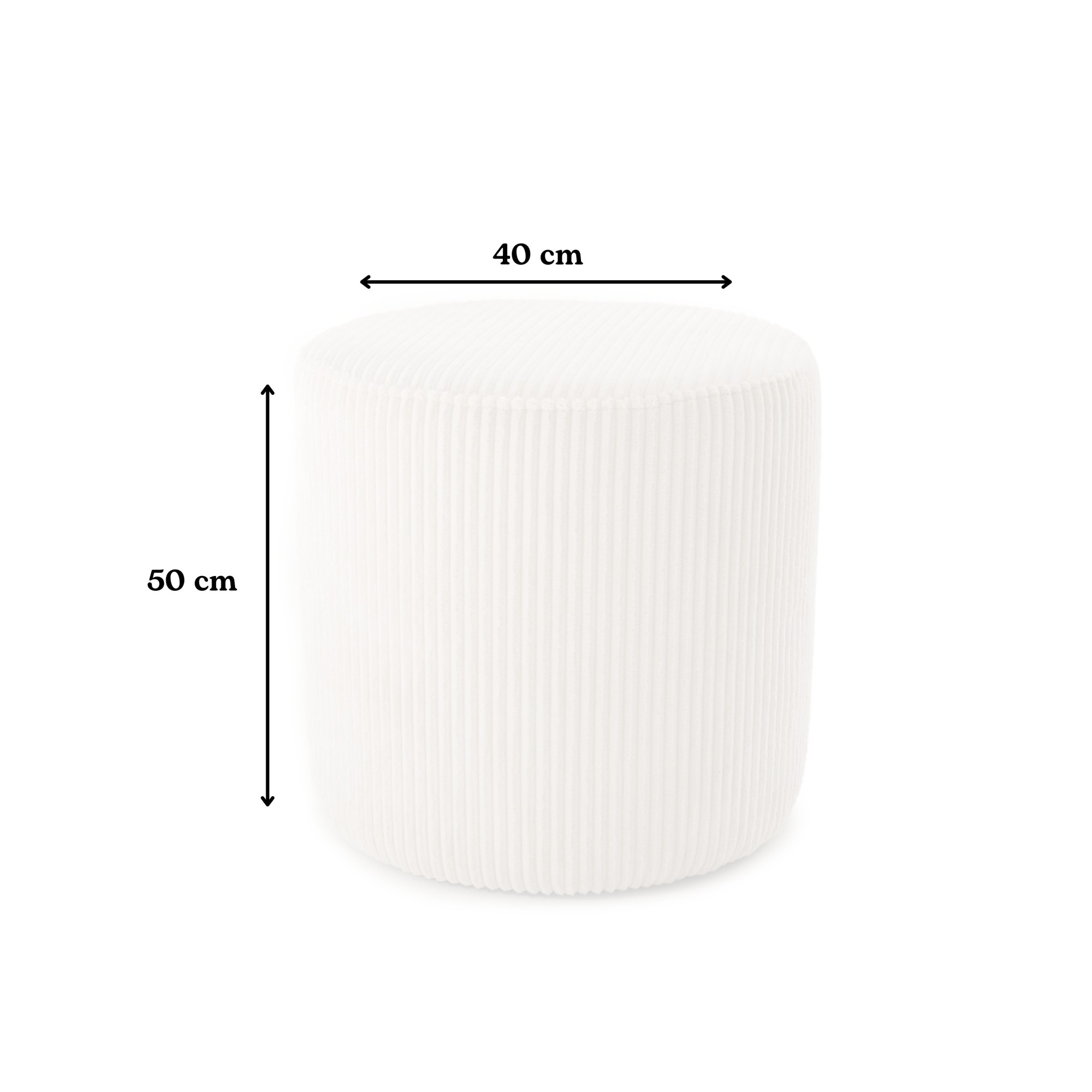 Pufa Do Toaletki Okrągła ELEN 40x50 Beżowy Gruby Sztruks