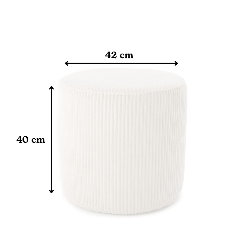 Pufa Okrągła ELEN 40x40 Biały Sztruks