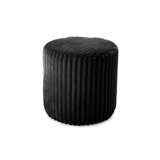 Pufa Okrągła ELEN 40x40 Czarny Gruby Sztruks