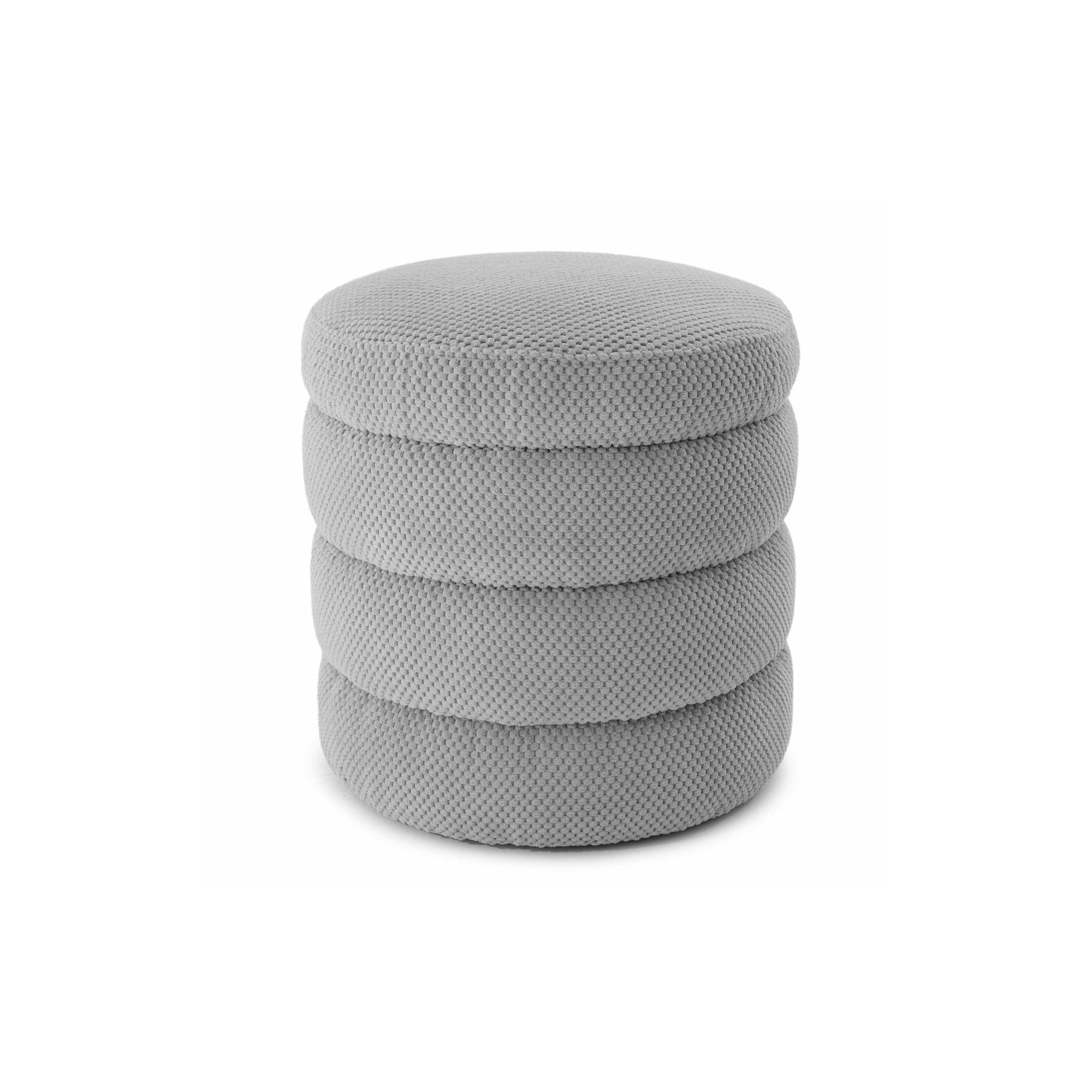 Pufa Okrągła LILA 40x45 Jasnoszary Plusz