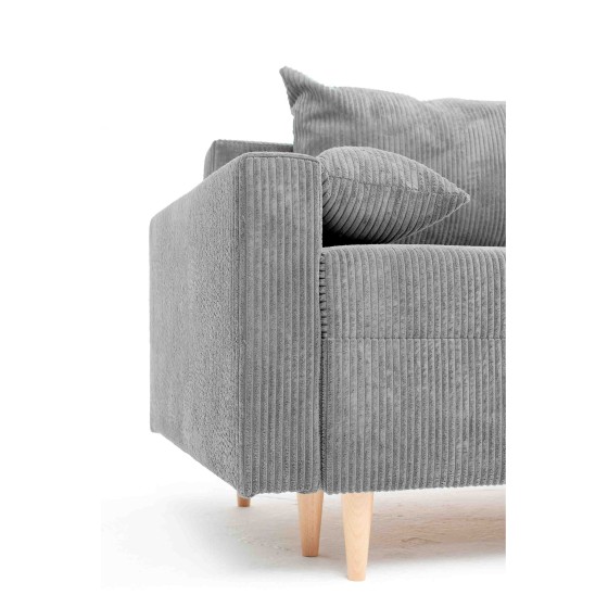 Narożnik Rozkładany MOLLY 3-osobowy z Funkcją Spania Szary Sztruks