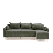 Narożnik Rozkładany MOLLY 3-osobowy z Funkcją Spania Zielony Sztruks