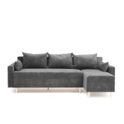Narożnik Rozkładany MOLLY 3-osobowy z Funkcją Spania Ciemnoszary Sztruks
