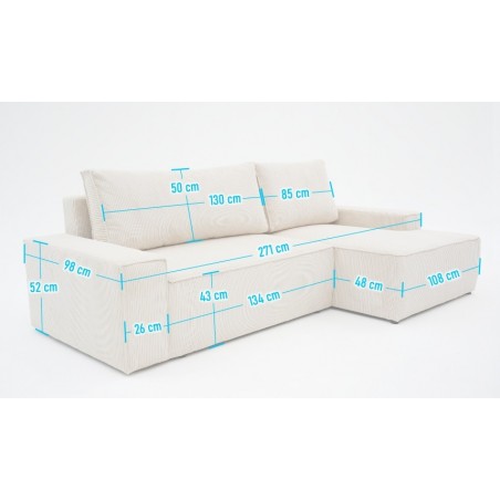 Narożnik Do Salonu BORA L, 3-osobowy z Funkcją Spania, Poszerzany Szezlong, Rozkładany, Zielony Welur