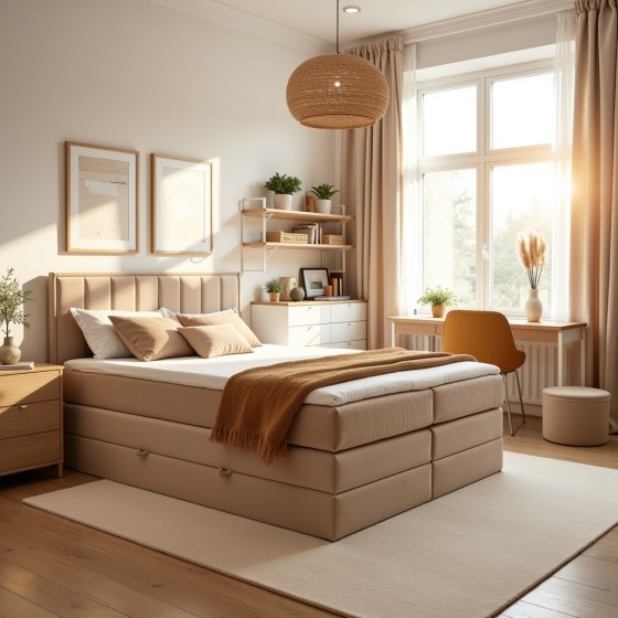 Łóżko Kontynentalne 180x200 Z Pojemnikiem Na Pościel ZONA Boxspring