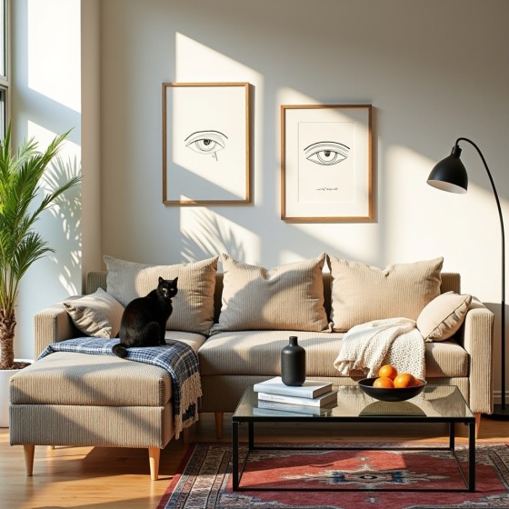 Narożnik Rozkładany MOLLY 3-osobowy z Funkcją Spania Beżowy Sztruks