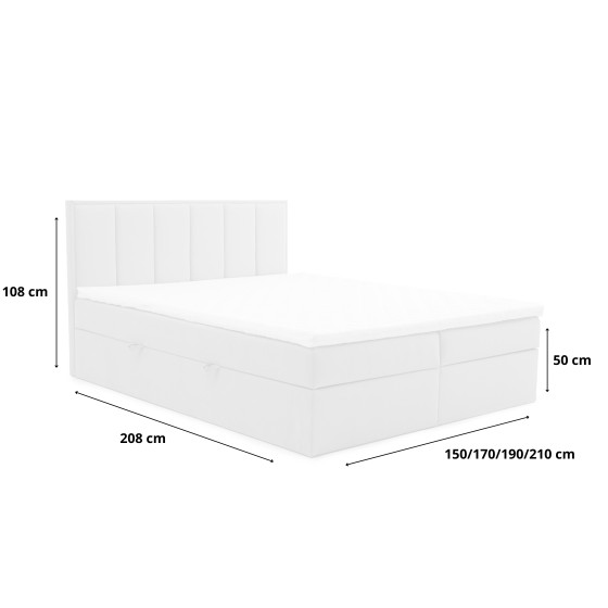 Łóżko Kontynentalne 140x200 Tapicerowane Z Pojemnikiem Na Pościel DOMO