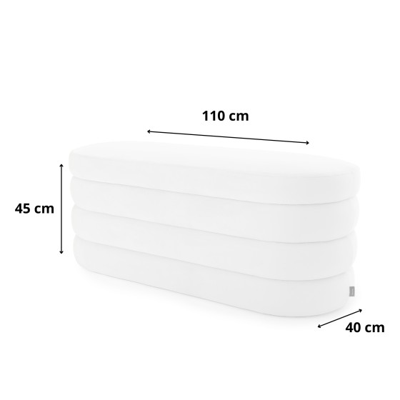 Pufa Okrągła LILA LONG 110x45 Biały Welur