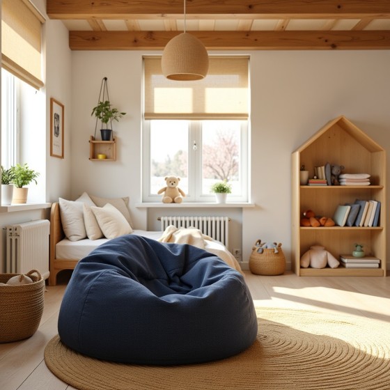 Pufa Worek Granatowa Hydrofobowa Dla Dzieci NEST L