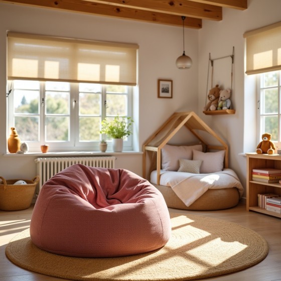 Pufa Worek Różowa Hydrofobowa Dla Dzieci NEST L