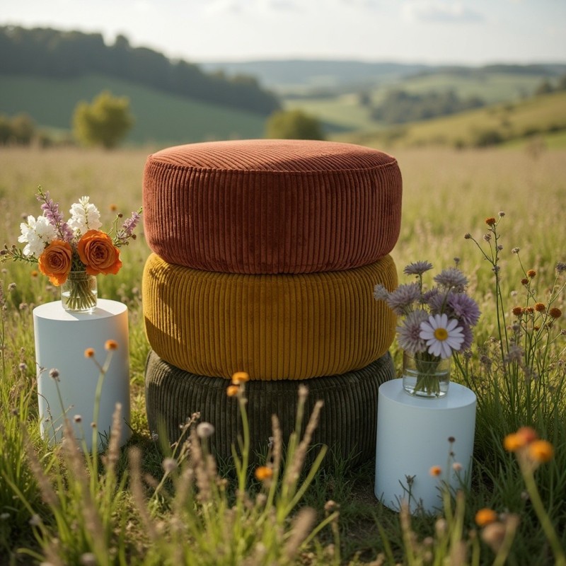 Pufa Okrągła RILO 40x45 Sztruks