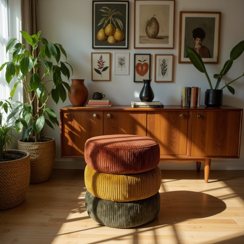 Pufa Okrągła RILO 40x45 Sztruks