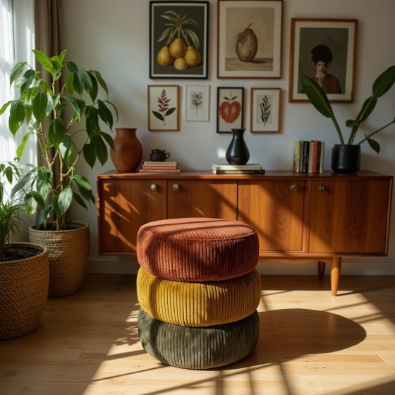 Pufa Okrągła RILO 40x45 Sztruks